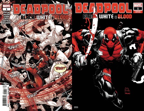 Deadpool black white blood - deadpool:, &